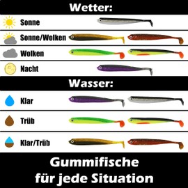 Paradox Fishing Zander rubber fish set, gold digger, goby and penguin, 5 pieces, 15 pieces, 13 cm, zander bait, rubber fish set