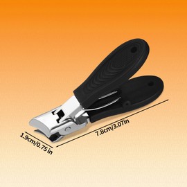 Wide Mouth Nail Clippers, 3.07x0.75 Inch Splash-Proof Angled Head Nail Clipper Wide Jaw Opening Fingernail Pliers Thick Toe Toenail Trimmer Pedicure Manicure Tool for Seniors Men Women (Black)