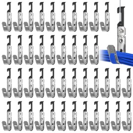 Toyosport 50 Pcs J Hooks for Hanging, 3/4-inch Cable Hangers with Bat Wing Clips, Heavy Duty J Hook for Hanging Cables to Ceiling Grid Wire & Threaded Rod, Cable Hooks for Wire Management (50Pcs)