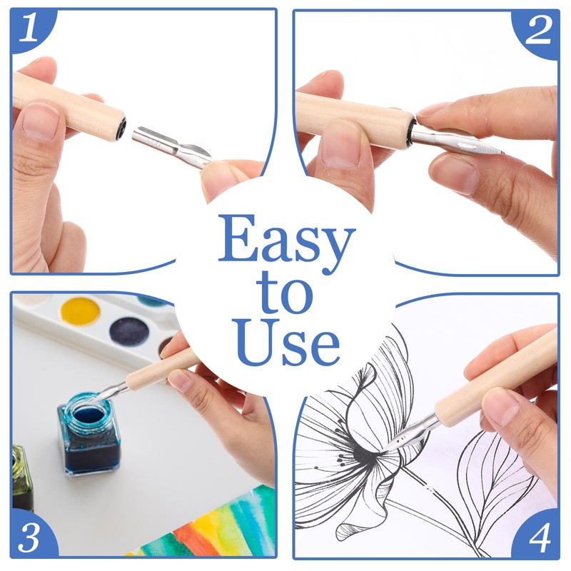 ZEYIYER 11 Pcs Dip Pens, G Pen Ink Nibs, Wooden