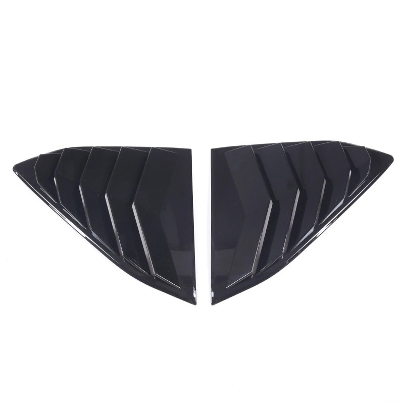 car-attention Gloss Black Side Window Louver Shutter Cover Trim 2pcs