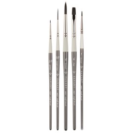Pan Art Synthetic Brush Set No.01-10 - Allround Brushes for Artists - 5 Pieces, Grey