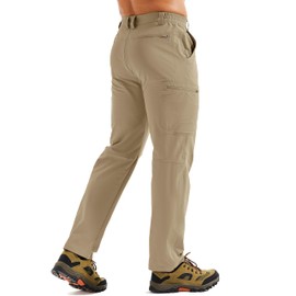 TACVASEN Men's Hiking Cargo Pants Water Resistant Lightweight Quick Dry Outdoor Breathable Fishing Work Pants Khaki 36