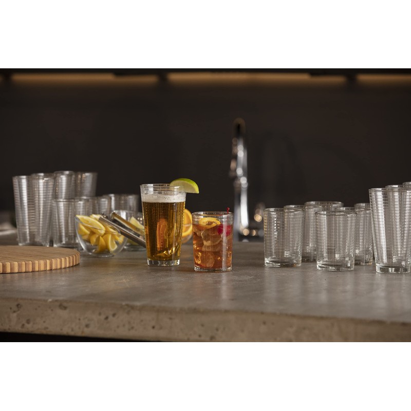 Fortessa Basics Arcade Beverage Everyday Glass, 14.25 Ounce, Set of