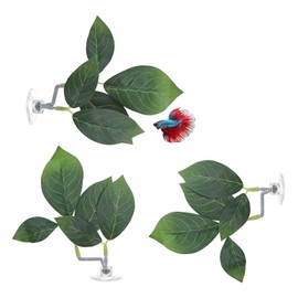 M METERXITY 3-Pack Betta Fish Leaf Pad, Hammock Plant Leaf Pad, Realistic Resting Fish Rest Bed for Fish Tank Decorations/Aquarium Accessories/Spawning Grounds/Breeding [Green, Leaf-Shaped]