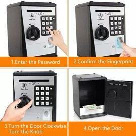 LIKE Mini ATM Savings Bank, Electronic Voice Piggy Bank, Kids Safe Box - Silver