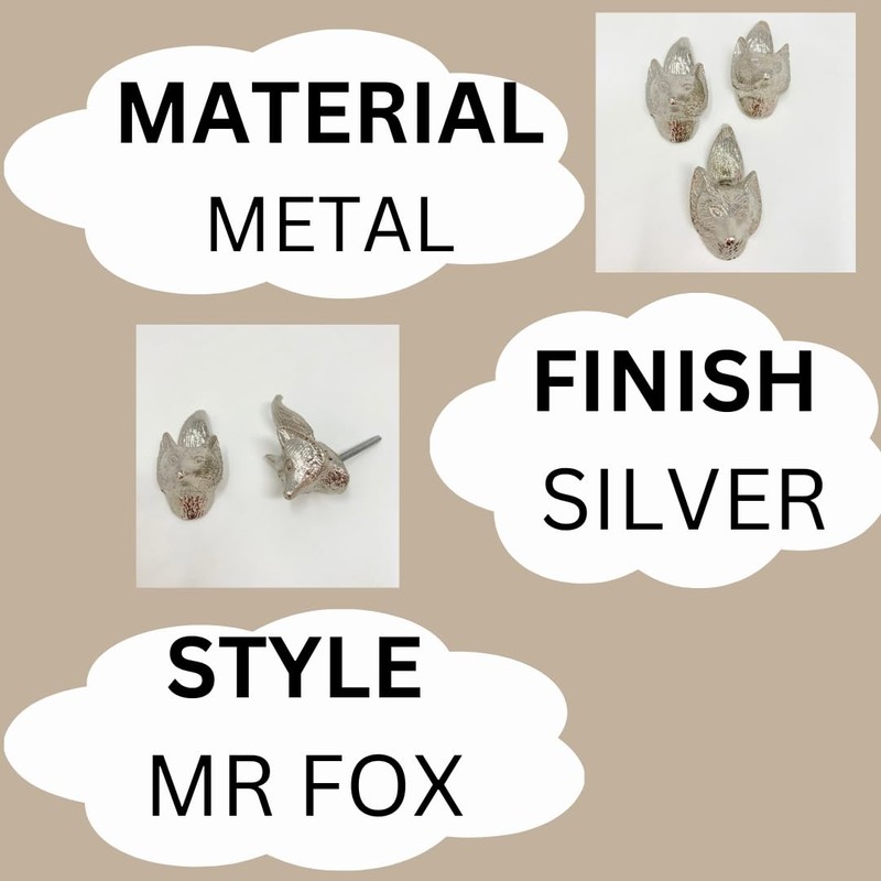 Silver Animal Metal Drawer Pulls Knobs Cupboard Bedroom Kitchen Upcycle
