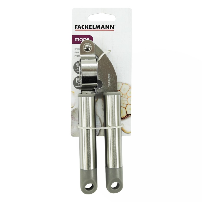 Fackelmann Mode Garlic Press, Garlic Crusher, with Hanging Loop, Stainless