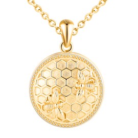 MICYUMI Women's Photo Locket Necklace 925 Sterling Silver Bee Pattern Photo Locket Pendant, Silver