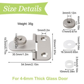 UFURMATE Zinc Alloy Glass Door Hinge Frameless Glass Clamp Hinge Side Mounted Glass Door Hinge Single Side Glass Clip Hinge with Screws for 4-6mm Thick Glass (Matte Chrome)