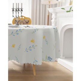 Oval Tablecloth 60 x 84 Inch, Farmhouse Floral Linen Table Cloth with Dust Proof, Anti-Scratch, Wrinkle-Free, Washable Rustic Table Cover for Kitchen Dinning Party Decor, Beige