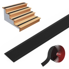 Anti Slip Stair Treads 2x39.6in - Suitable for Outdoor/Indoor, Easy to Cut, Waterproof Self-Adhesive Rubber Treads for Steps & Ramps - Black