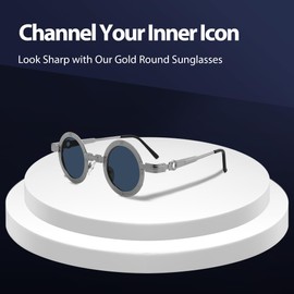 Technigadgets Draco Vintage Round Sunglasses Retro Gothic Clock-Like Eyewear For Men Women Metal Frame UV400 (Siver/Black)