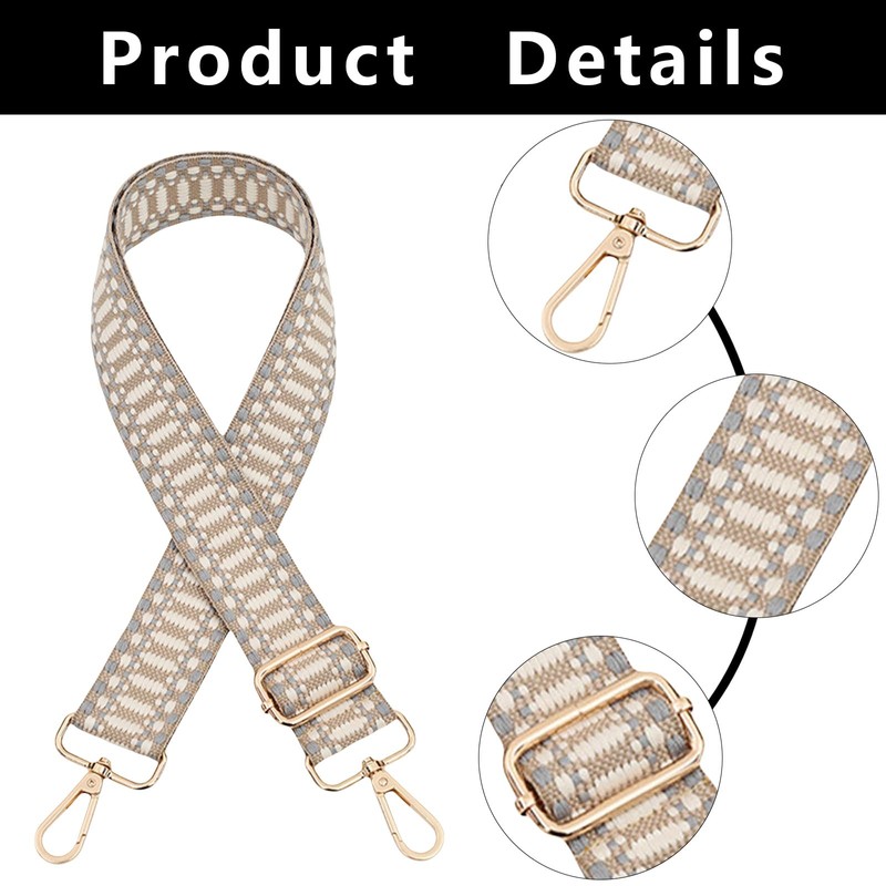 Replacement Straps for Bags Wide Adjustable Shoulder Strap with Metal