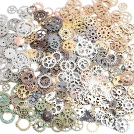 xutong 300 g Steampunk Gears Set, Multicoloured Vintage Metal Gears Made of Zinc Alloy, Handmade Decorative Elements for DIY Crafts, Jewellery and Crafts