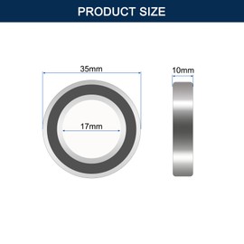 HiPicco 6003-2RS Deep Groove Ball Bearings, ID 17mm x OD 35mm x Width 10mm Double Rubber Sealed Ball Bearing Pre-Lubricated Chrome Steel Z2 Lever 2pcs