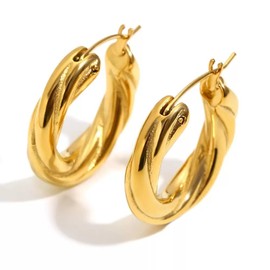 WEIMU 18K Gold Earrings Chunky Gold Hoop Earrings for Women Cute Fashion Hypoallergenic earrings Minimalist Jewelry Gift (Twisted rope 3)