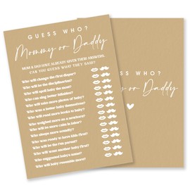 Guess Who Game Set For Baby Shower, 30 Minimalism Brown Game Cards For Girl Boy, Gender Reveal Game, Baby Announcement,Party Favor, Baby Shower Decorations & Supplies-B03