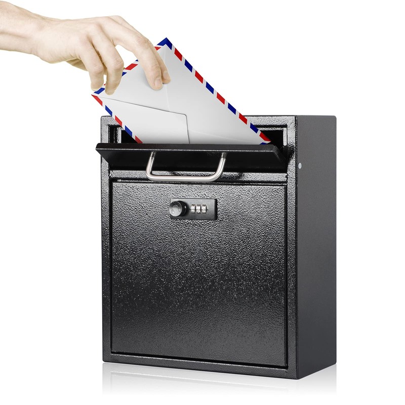 KYODOLED Steel Combination Lock Mail Boxes Outdoor,Locking Wall Mount Mailbox,Security