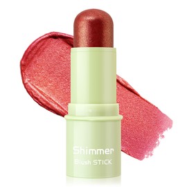 Boobeen Cream Makeup Blush Stick, Shimmer Blush for Cheeks, Glow Blush Makeup Lightweight Waterproof Highlighter Blush Wand, Easy to Blend