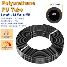 weideer Air Line Tubing Kit,5/16" Air Hose,5/16" (8MM) OD 32.8FT Polyurethane PU Air Hose Tube,8mm air line with Push To Connect Fittings,14 Pcs Compressed Accessories Kit K-162