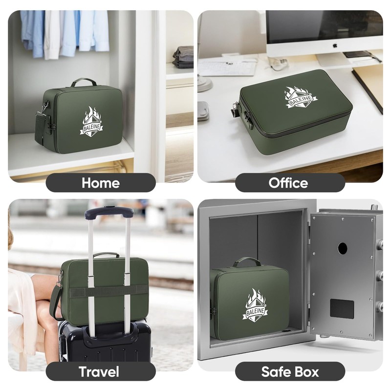 BALEINE Fireproof Document Box with Lock, Portable Fireproof Document Bag