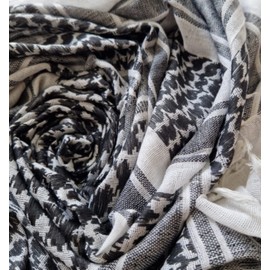 BIONICORE 100% Pure Cotton Protective Shemagh SAS Army Military Desert Tactical Neck Head Wrap Combat Arab Scarf Keffiyeh (Black/White)