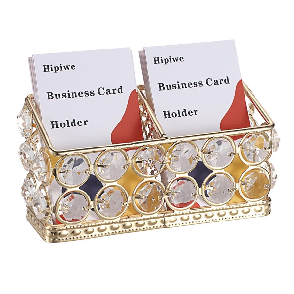 Hipiwe Crystal Business Card Holder for Desk Vertical Business Card