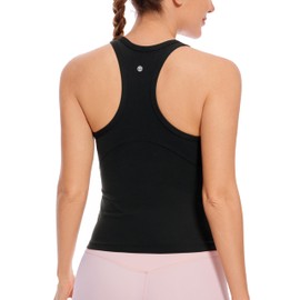 CRZ YOGA Butterluxe Womens Racerback Workout Tank Tops High Neck Sleeveless Camisole Athletic Gym Shirts Black X-Large