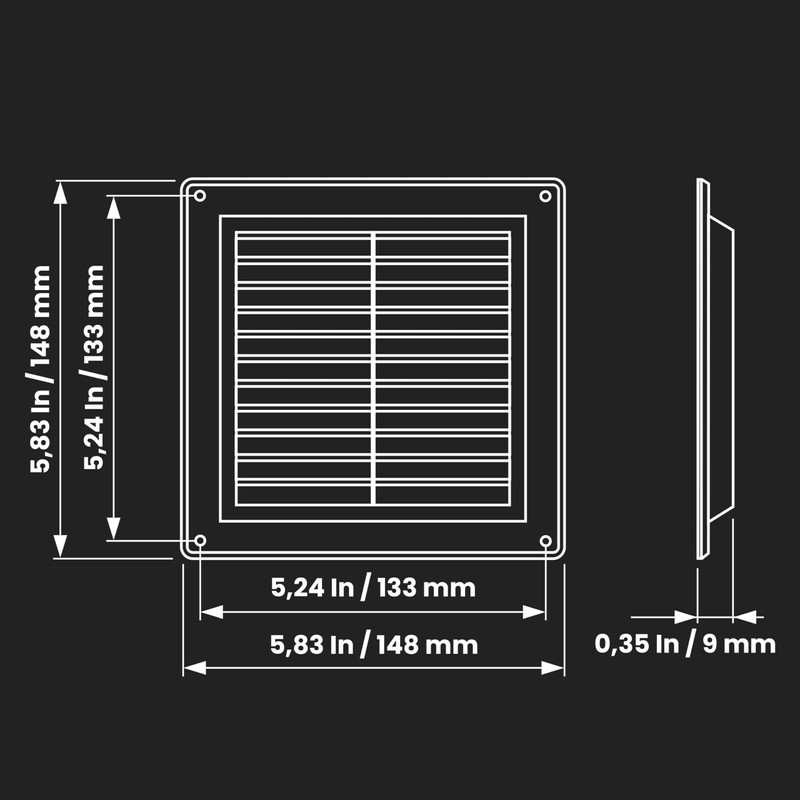 6'' x 6'' Inch / 150 x 150 mm Plastic