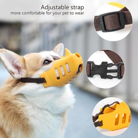 NACOCO Anti Bite Dog Muzzle - Dog Soft Mouth Rhino with Adjustable Strap Covers Breathable Silicone Cage Pet for Biting Chewing Small Medium (Yellow Rhino, S)