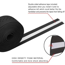 TOPCABIN 2 Rolls Bicycle Handlebar Tapes Camouflage Series Comfort GEL Road Bike Handlebar Tape Bike Bar Tape with Reflective Bar Plugs ((PU a pair) Black)