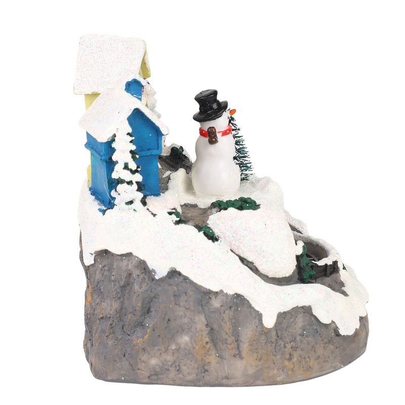 Xmas Music Box Resin Rotating Light Up Train Musical Box