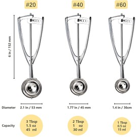 Cookie Scoop, Ice Cream Scoop, Cookie Scoops for Baking Set of 3 with Cookie Dough Scoop, 3Pcs Cookie Scooper for Baking, Stainless Steel Cookie Scoop Set, Ice Cream Scooper with Trigger Release