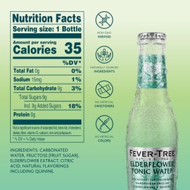 Fever-Tree Elderflower Tonic Water - Premium Quality Mixer - Refreshing Beverage for Cocktails & Mocktails. Naturally Sourced Ingredients, No Artificial Sweeteners or Colors - 6.8 Fl Oz Bottles - Pack of 24