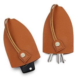 2PCS reative Pull-Out Key Case Cover - Car Key Pouch Stylish Creative Key Wallets Car Key Protector, Leather Protective Pull Out Key Case, Universalfor Most Car Models (Brown)