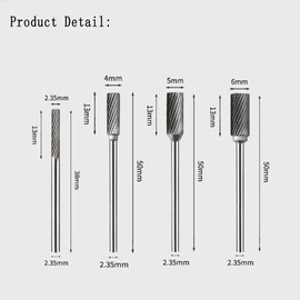 Luo ke 4 Pcs Aluminum Cutting Burr - 3/32 Inch Mandrel Tungsten Carbide Burr File Set For Rotary Tool Include Dremel(A Type Single Slot)