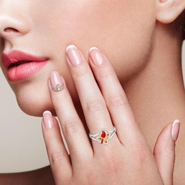 Cardinal Gifts for Women Cardinal Ring for Women Appear When Angels Are Near Sterling Silver Red Bird Spiritual Memorial Jewelry Size 9