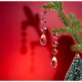 Christmas Ornaments Crystal Tree Decorations, 30Pcs Acrylic Clear Hanging Crystals for Centerpieces Teardrop Chandelier Garland Beads for Xmas Wedding Party Home Decor
