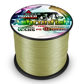 Ashconfish - Cuerda de pesca trenzada de 8 hebras, súper fuerte, de polietileno, 500 m (546 yardas), resistente a la abrasión, no se estira, diámetro muy fino, Verde ejército, 15LB/0.18MM