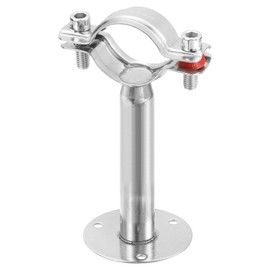 sourcing map Pipe Support, Stainless Steel Pipe Support Bracket, Adjustable Pipe Strap Clamp with Screws for Dia 38mm Pipe Tube