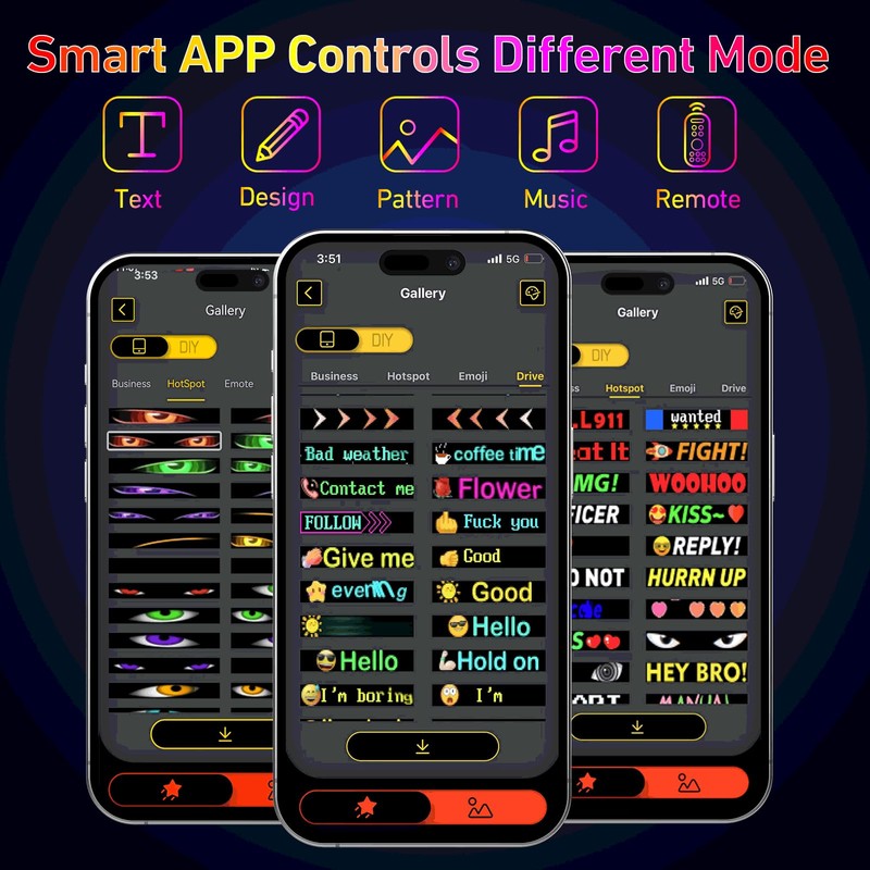 Programmable LED Sign with Bluetooth APP Control, “6.81x2.75” Inch Flexible