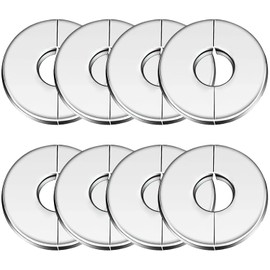 8 Pieces Stainless Steel Pipe Covers, Split Wall Flanges, Pipe Collars, Split Rosette Pipe Collar, Shower Pipe Cover Collar, Stove Pipe Rosette Cover for 1.1 Inch Diameter Pipes