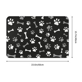 Jbofyee Dog Paws and Bones Bath Mat 24x16 Inch Non-Slip Soft Microfiber Bathroom Rugs Washable Bathmat, Carpet Rug Entryway Animal Footprints Decor for Tub Shower Room Floor