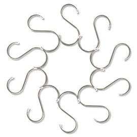 Synra S-Shaped Metal Hooks, Space Saver, Organize Pots, Pans, and Utensils, Ideal for Bird Feeders and Chimes, Stainless Steel, 10 Pcs