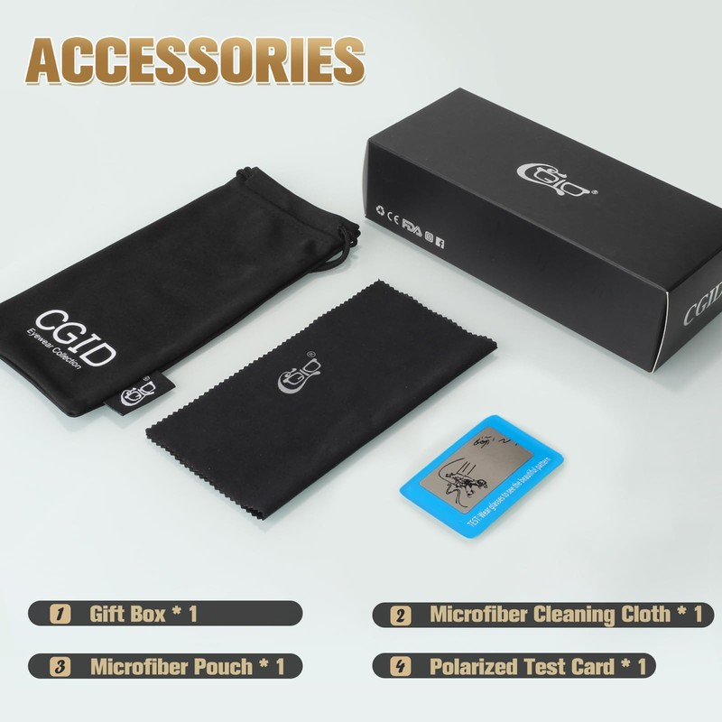 CGID Retro Large Sunglasses Women's Polarised UV400 Protection, A glossy