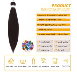 Braiding Hair Pre Stretched for Women Hair Extensions Box Braids Soft Synthetic Knotless Yaki Texture Hot Water Setting Braid Chocolate Brown (24inch 3Packs)