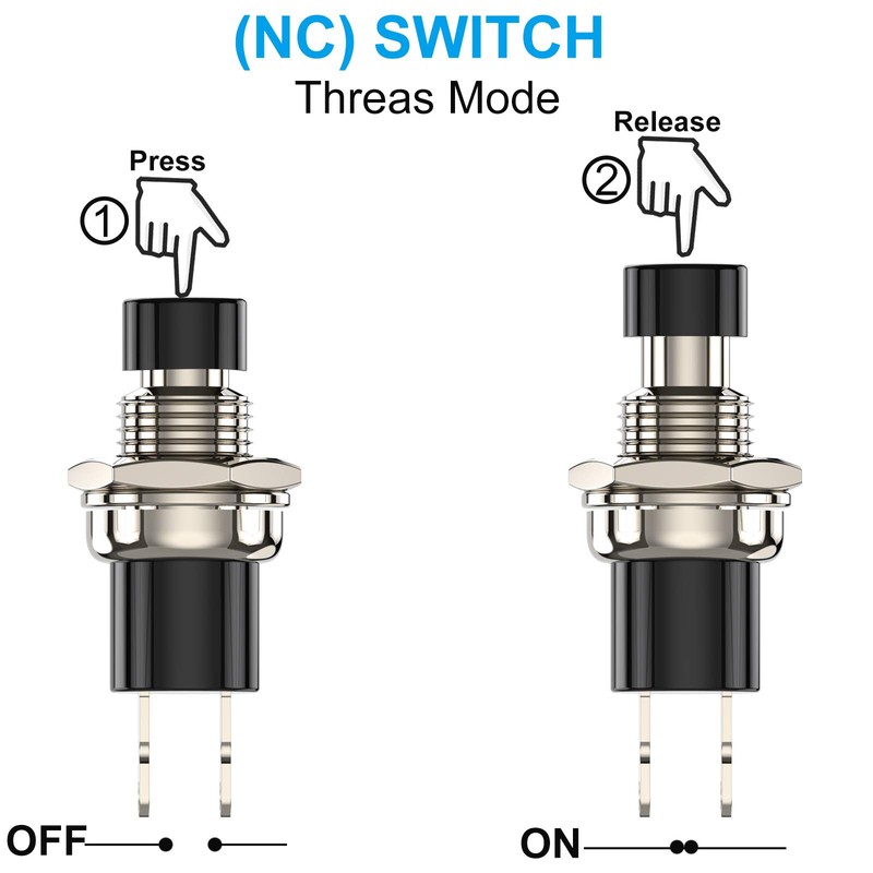 DIYhz Momentary Push Button Switch, 1A 250V AC SPST Mini