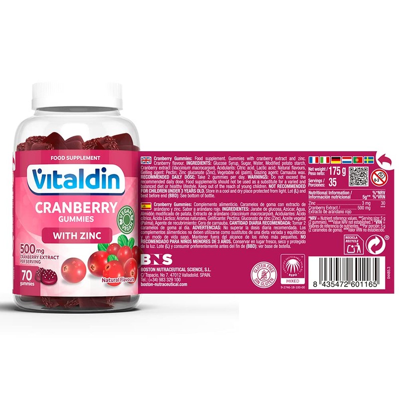 VITALDIN Cranberry Gummies – 500 mg of Cranberry Extract per