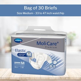 MoliCare Premium Incontinence Brief, 6D - Moderate Absorbency Adult Diaper with Refastenable Tabs - Unisex, Size Medium, 30 Count, 1 Pack